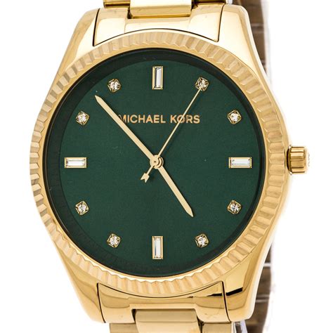 michael kors watch gold with green emerald in band|michael kors watch sizes.